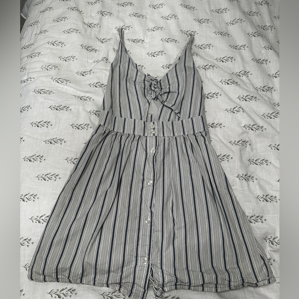 ABERCROMBIE & FITCH keyhole summer dress blue and white pinstriped size s